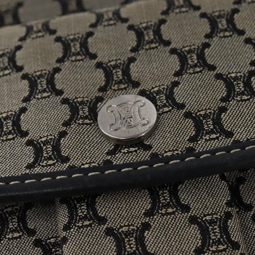 Authentic CELINE Macadam Canvas Shoulder Bag Navy Gold - Picture 2 of 16